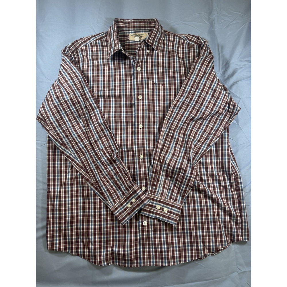 Duluth Trading Co Wrinkle Fighter Men's Red Plaid LS Button Up Shirt Size Large